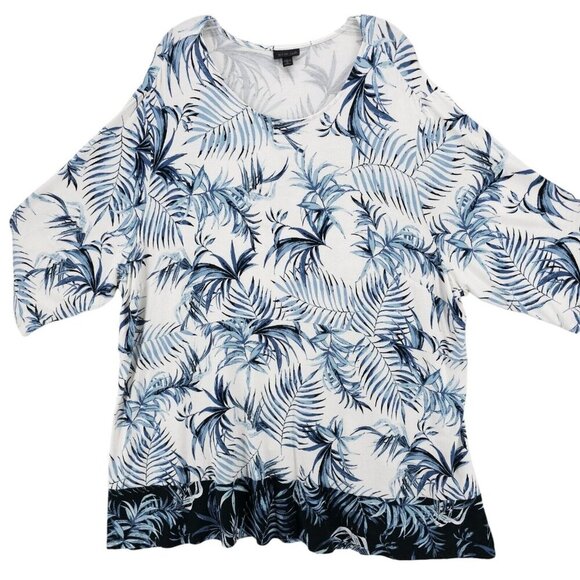 J. Jill Wearever Collection Tunic Blouse Palm Leaf Print Tropical Size 4X - Picture 2 of 7